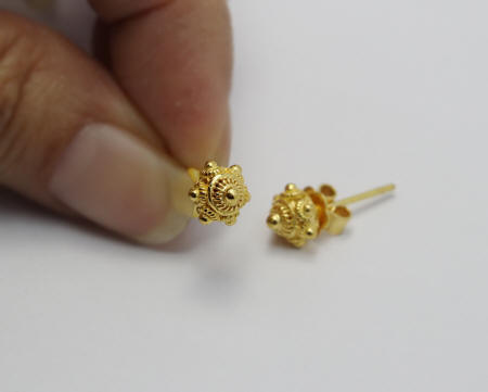 24k gold ancient stud earrings