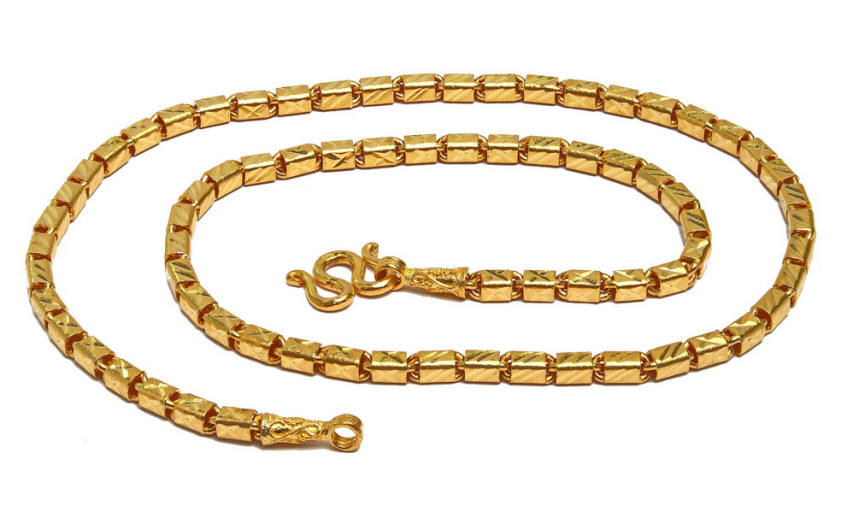 24k gold DC bar link chain