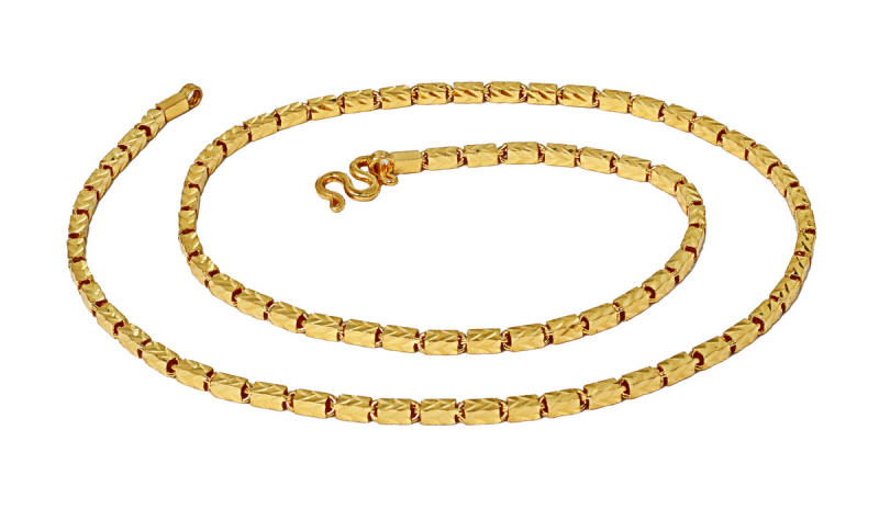 24k gold diamond cut bar link chain