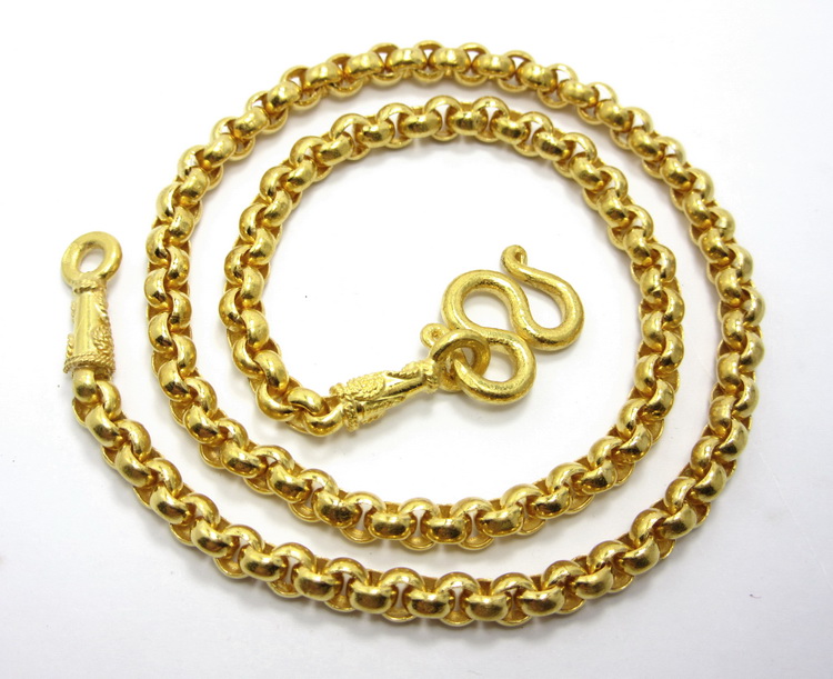 Thai gold 23K Rolo chain necklace 3 Baht
