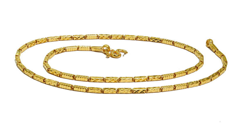 Mixed Diamond cut Bar link 23k gold chain