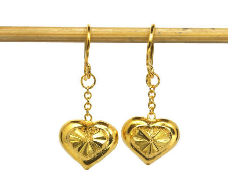 23k gold high polish heart earrings