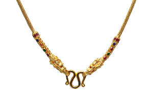 24k gold Dragon endcap beaded necklace