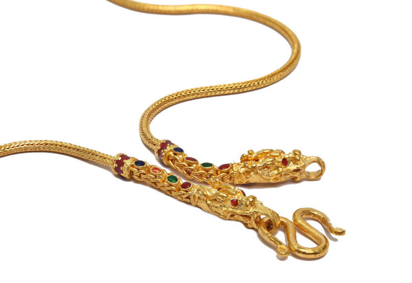 Dragon 24k gold beaded necklace
