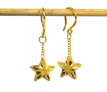 23k gold drop star earrings