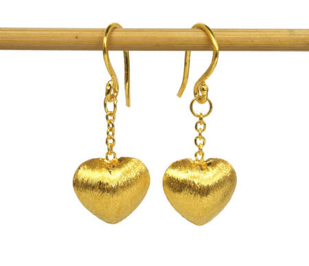 23k gold drop heart luster finish earrngs