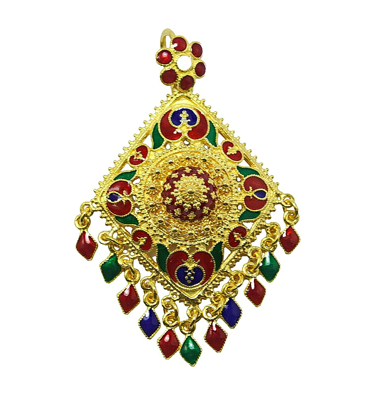 23k gold Thai Sukhothai enameled pendant