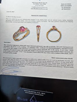 Jewelry Appraisel for Ruby ring