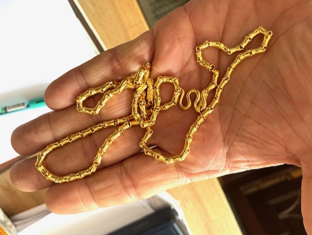 24k bamboo link chain Thai Baht gold