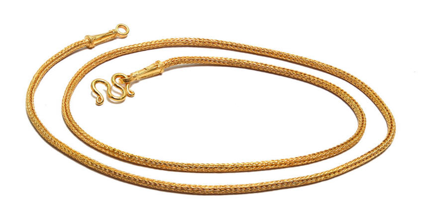 23k Hoc Sow Thai Baht braided rope gold chain
