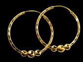 Solid 18K gold beaded hoop earrings