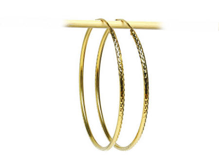 18k gold Thai style diamond cut Hoop earrings