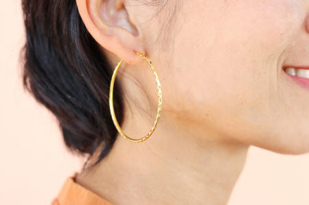 Large hoop 18k gold Thai earrings