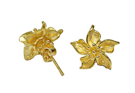 23k solid gold heavy Floral earrings