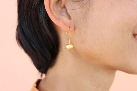 23k gold drop ball earrings
