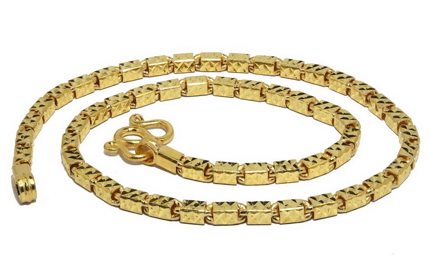 10 Baht XX diamond cut bar link 23k gold chain