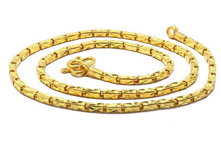 5 Baht 23kgold X diamond cut bar link chain